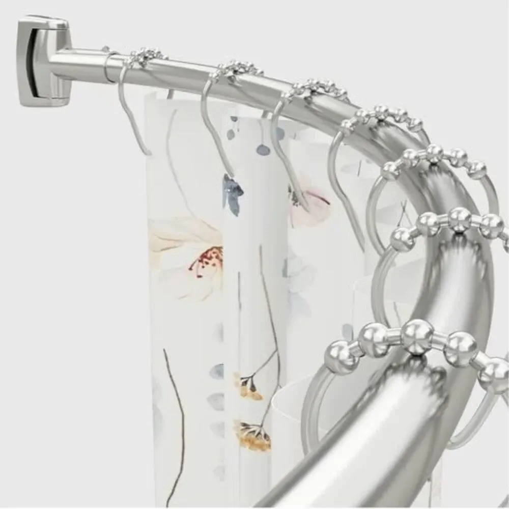 Curved Shower Curtain Rod, 42-74 inches Extra Wide Curved Shower Curtain Rod Adj